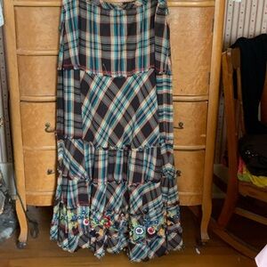 Double D Ranch Plaid Maxi Skirt with Embroidered Hem
